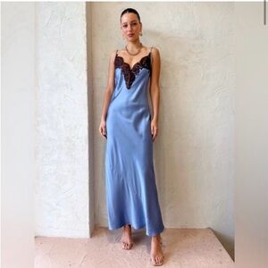 Sir the Label blue silk and lace dress